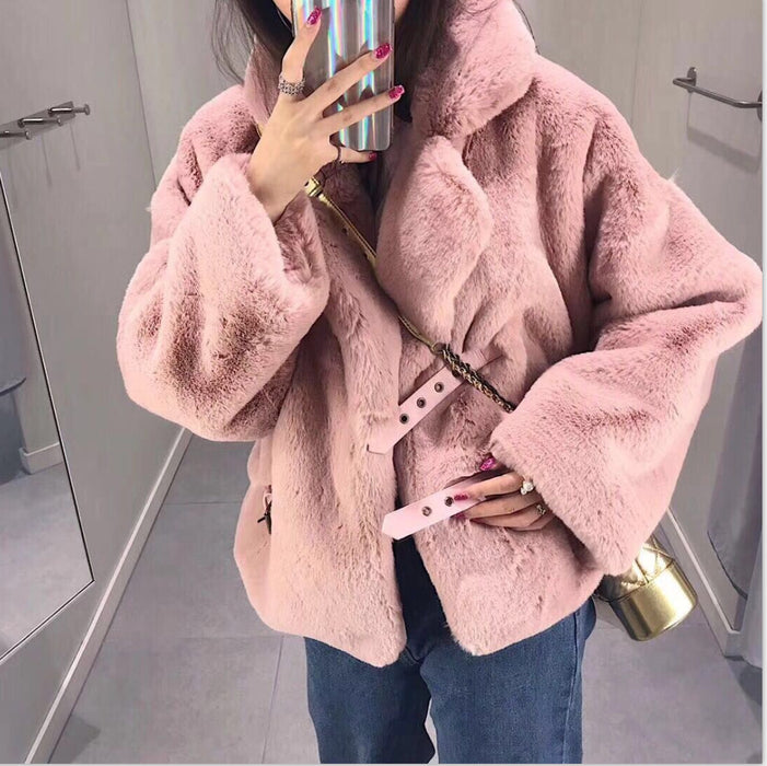 Winter Korean Female Fur Coat Short Soft Rabbit Fur Jacket