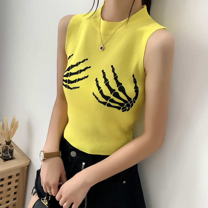 Sleeveless T-Shirt With Fashionable Style And Short Print