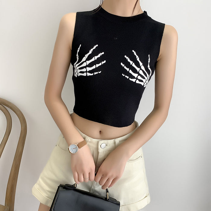 Sleeveless T-Shirt With Fashionable Style And Short Print