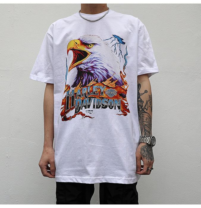 European And American High Street Style Rock Metal Eagle Print T-shirt