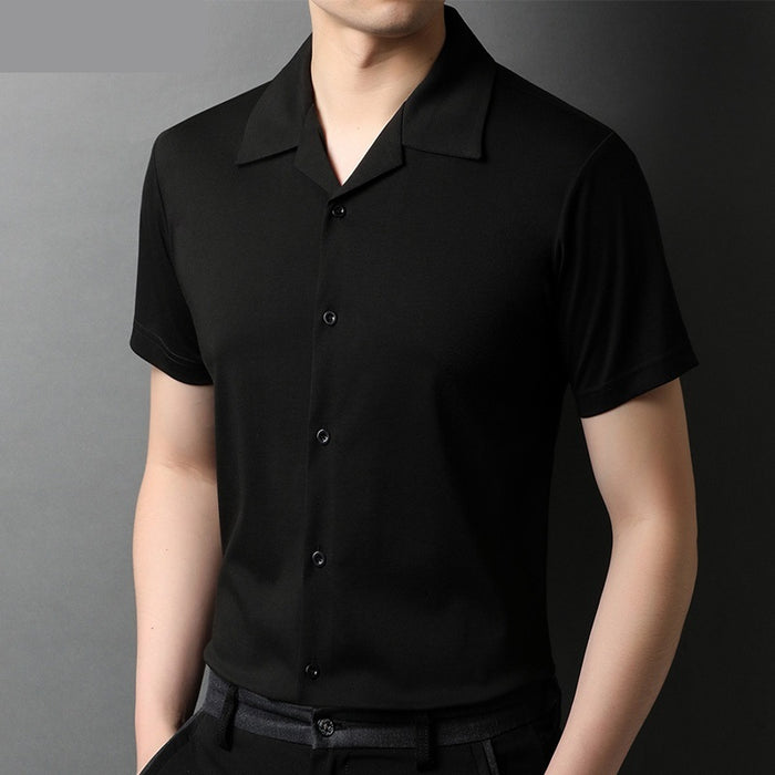 Cuban Collar Shirt Men Summer