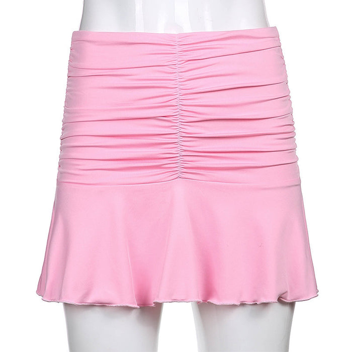 Mini Skirt Ladies Fashion Y2K Summer Beachwear White Accessories Harajuku Skirt Fashion Pleated Skirt Female High Waist