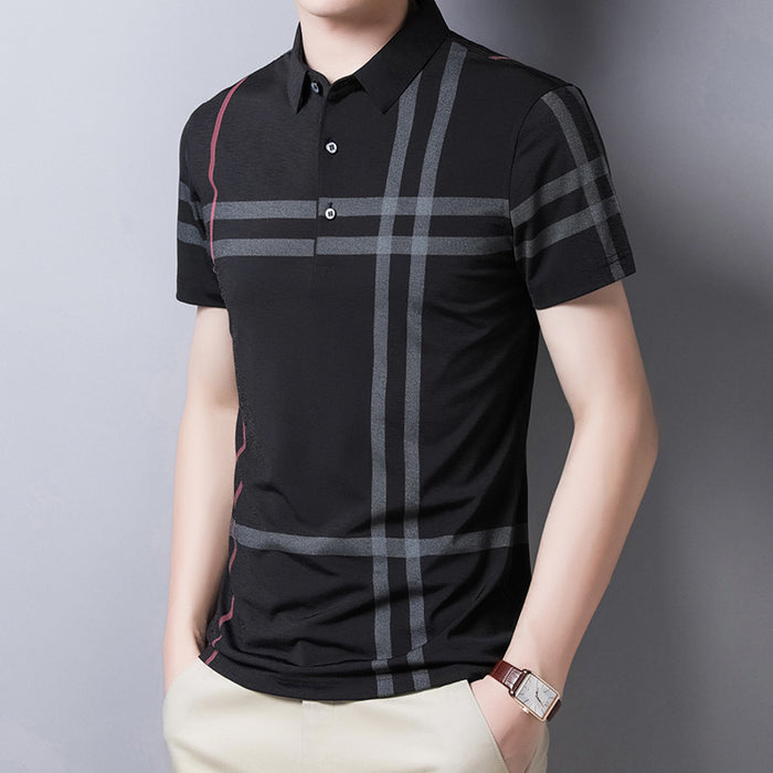 Men Summer Striped Polo Shirt