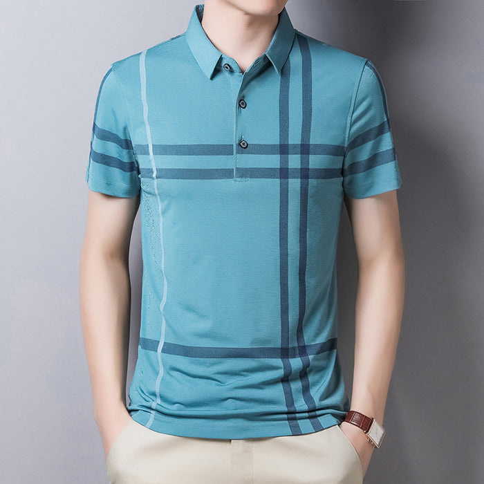 Men Summer Striped Polo Shirt