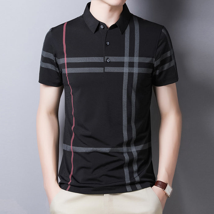 Men Summer Striped Polo Shirt