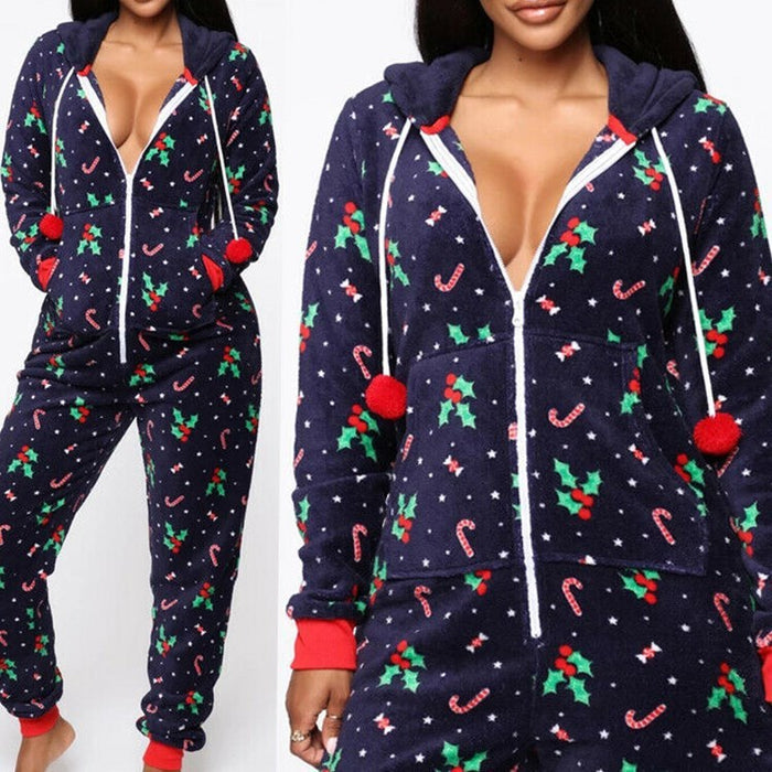 Hooded Nightwear for women Christmas Pajamas set