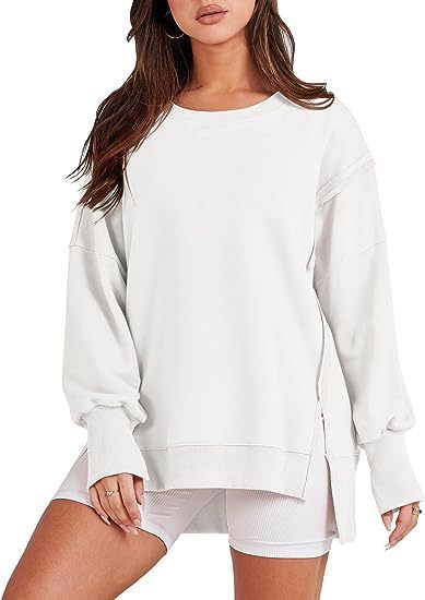 Solid Oversized Sweatshirt Crew Neck Long Sleeve