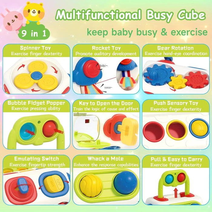 9 In 1 Busy Cube Baby & Toddler Toys Montessori Sensory Toys For Toddlers