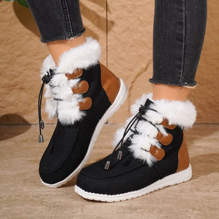 Fashion Round Toe Snow Boots Winter Warm Plush