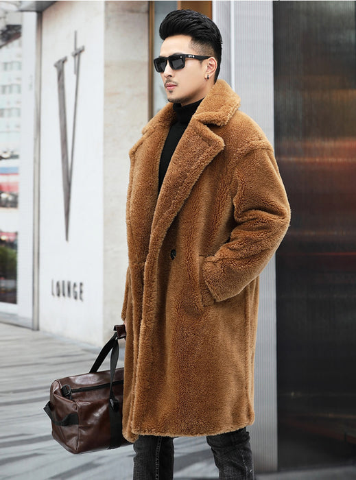 Men's Winter New Thickened Cashmere Long Warm Fur Coat