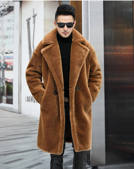 Men's Winter New Thickened Cashmere Long Warm Fur Coat