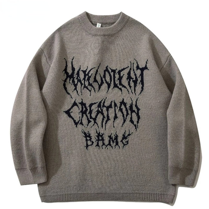 Graffiti Knitted Sweaters Men Hip Hop Print Setwear Jumper