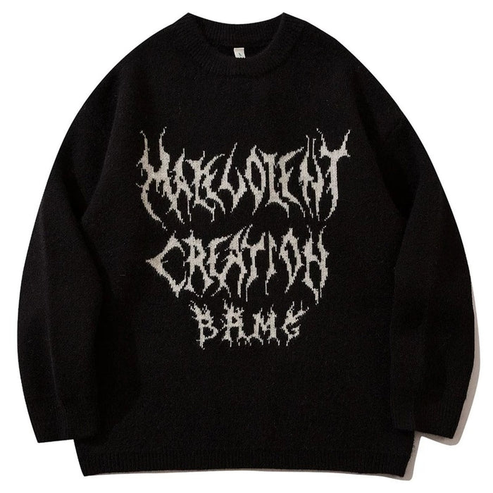 Graffiti Knitted Sweaters Men Hip Hop Print Setwear Jumper