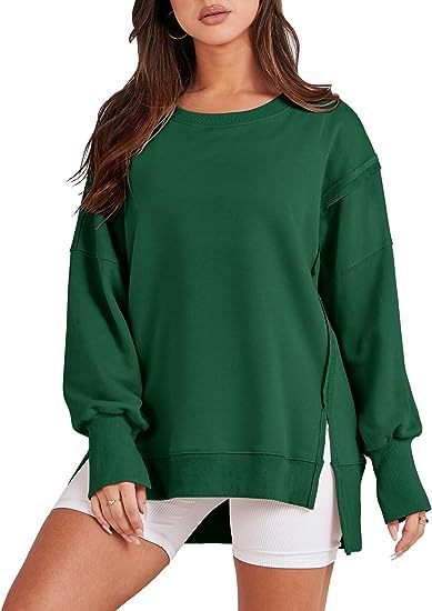 Solid Oversized Sweatshirt Crew Neck Long Sleeve